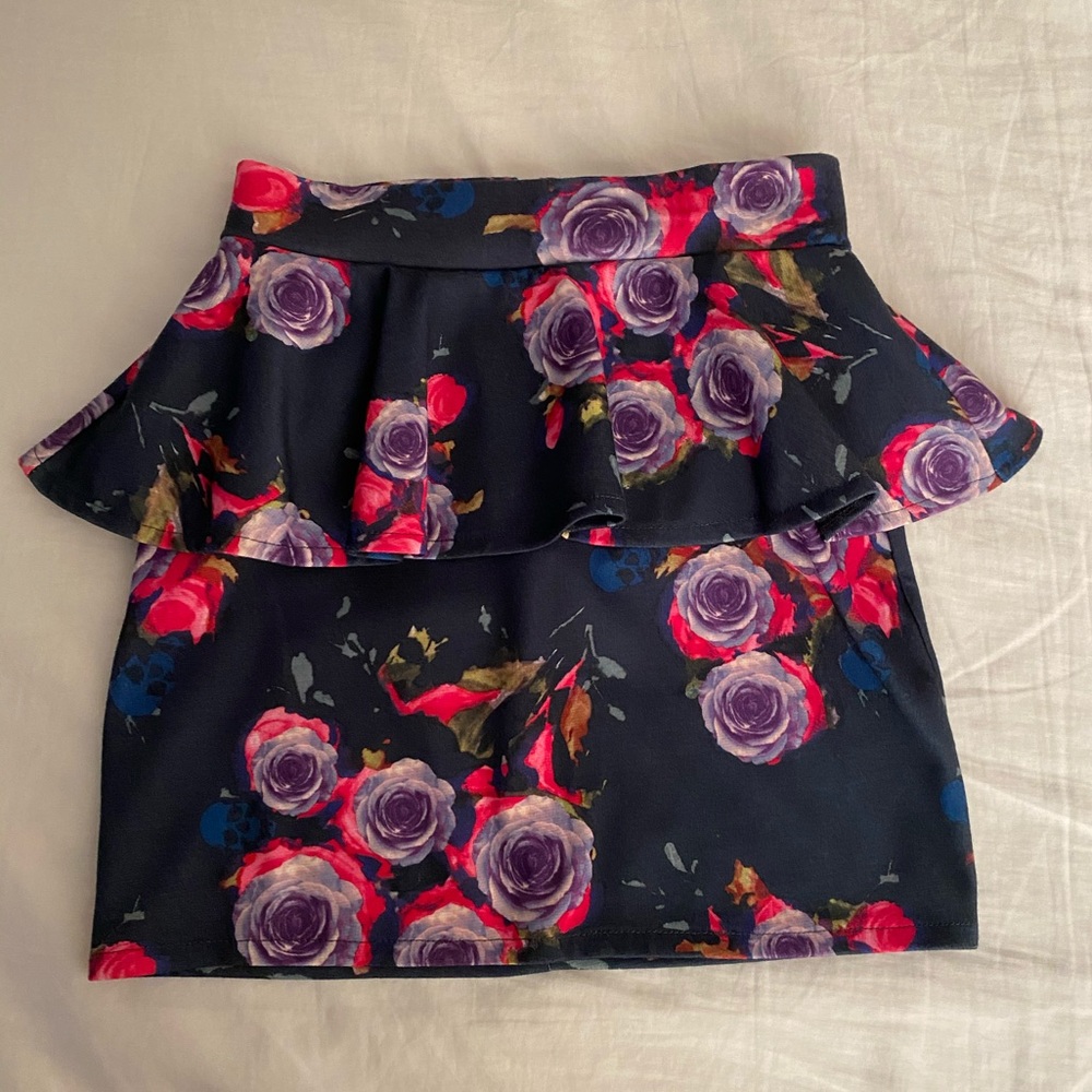 Topshop Peplum Floral Mini Pencil Skirt